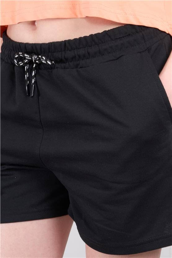 Çetinkaya Fithit 7049 Kadın Rejenere Beli Lastikli Şort Siyah