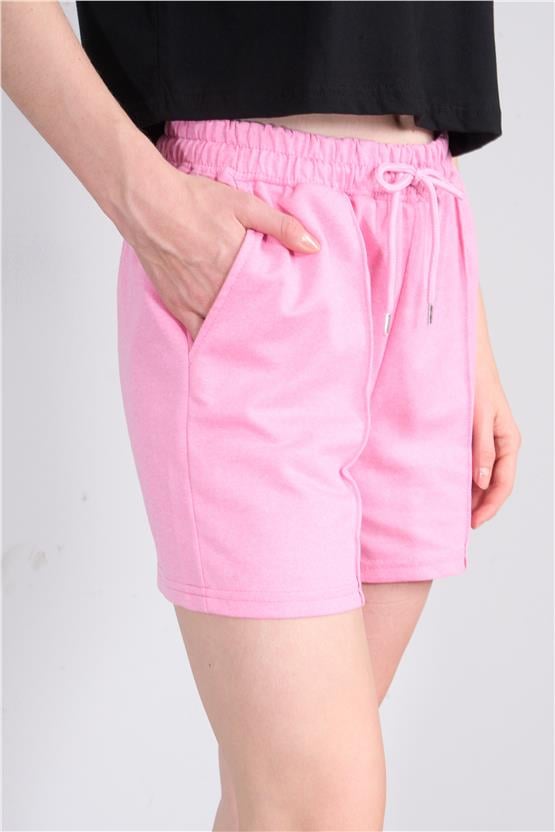 Çetinkaya Fithit 7663 Kadın Rejenere Nervürlü Şort Pembe