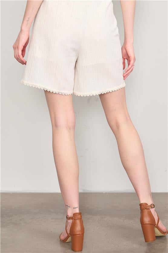 Çetinkaya Fithit 7685 Kadın Keten Şort Natural