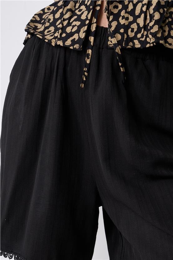 Çetinkaya Fithit 7685 Kadın Keten Şort Siyah