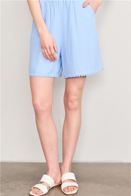 Çetinkaya Fithit 7685 Kadın Keten Şort Mavi