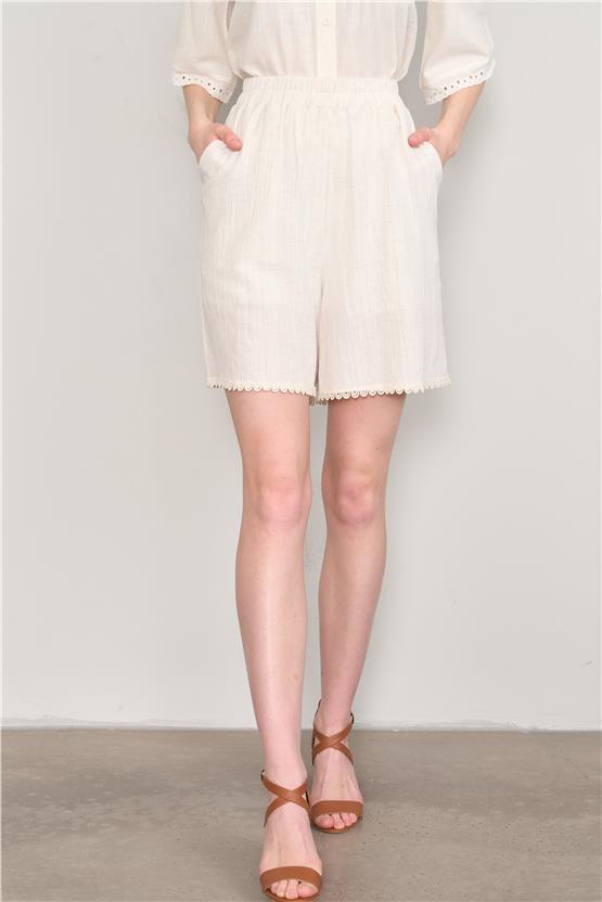 Çetinkaya Fithit 7685 Kadın Keten Şort Natural