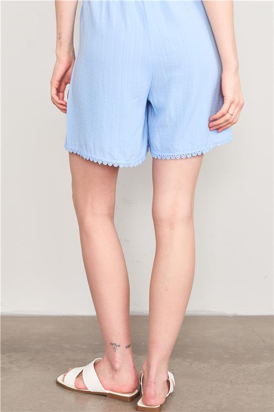 Çetinkaya Fithit 7685 Kadın Keten Şort Mavi