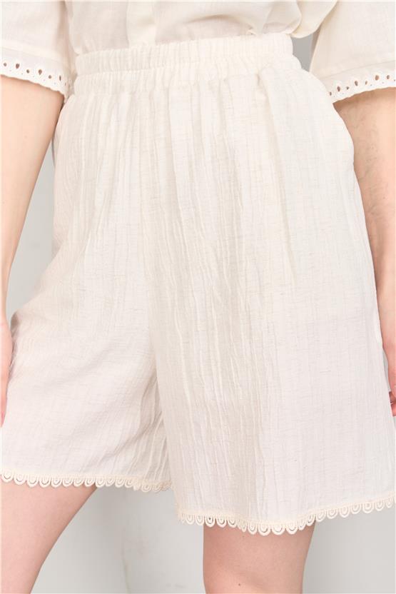 Çetinkaya Fithit 7685 Kadın Keten Şort Natural