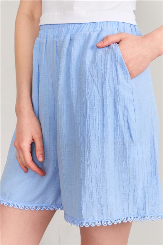 Çetinkaya Fithit 7685 Kadın Keten Şort Mavi