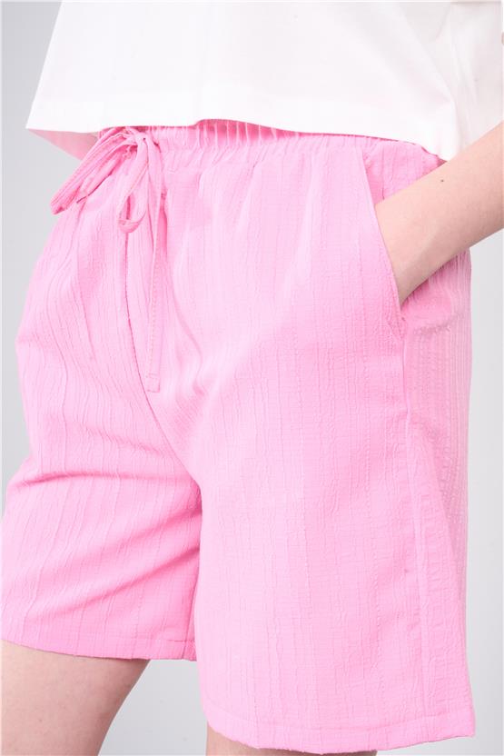 Çetinkaya Fithit 7827 Kadın Beli Lastikli Şort Pembe