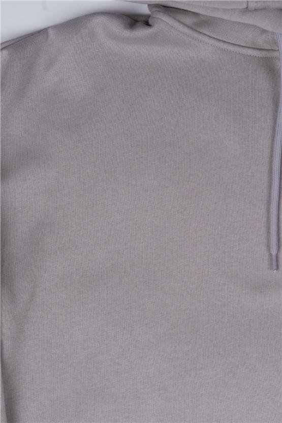 Çetinkaya Fithit 8156 Kadın Kapüşonlu 3 İplik Şardonlu Basic Sweatshirt Vizon