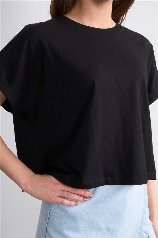 C.K Y26 8382 Fithit Byn B.Yk 30/1 Penye Oversıze T-shirt Siyah