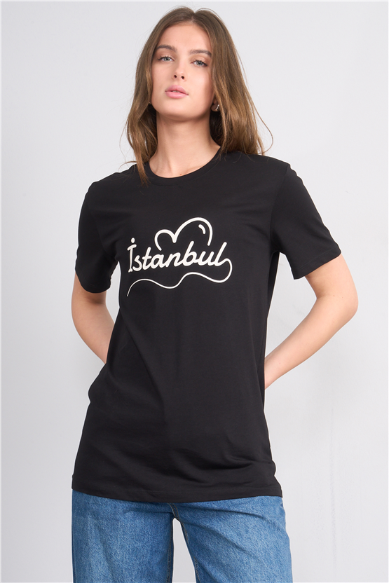 C.K Y26 8443 Fithit Byn B.Yk Regular Baskılı T-shirt Siyah