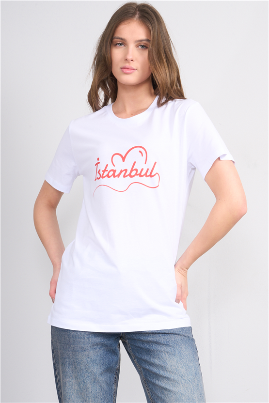 C.K Y26 8443 Fithit Byn B.Yk Regular Baskılı T-shirt Beyaz