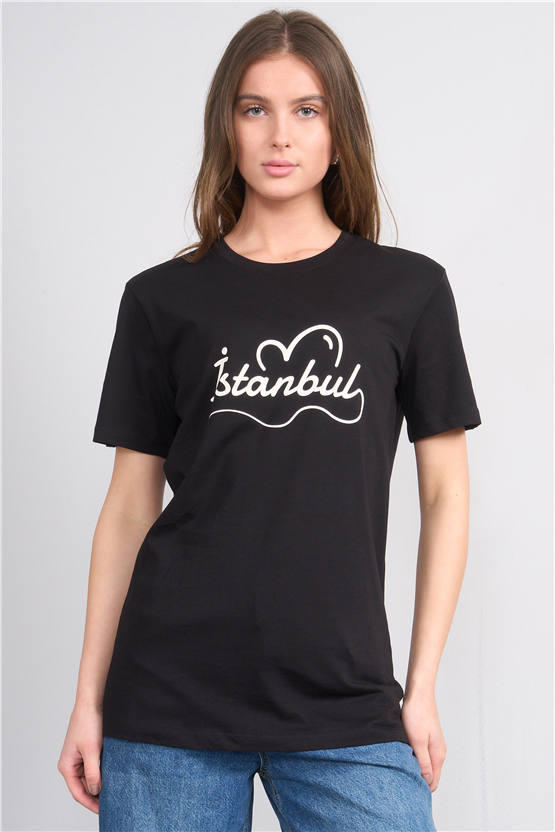 C.K Y26 8443 Fithit Byn B.Yk Regular Baskılı T-shirt Siyah