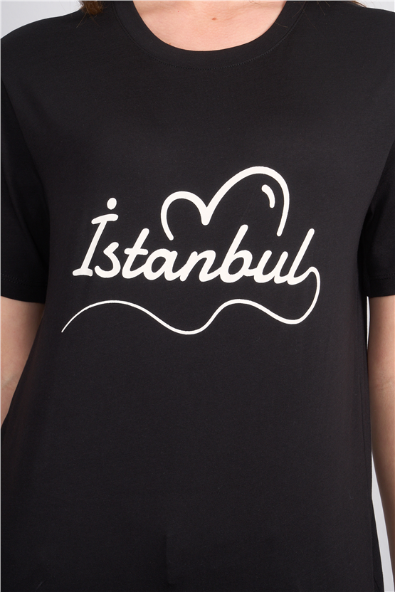 C.K Y26 8443 Fithit Byn B.Yk Regular Baskılı T-shirt Siyah