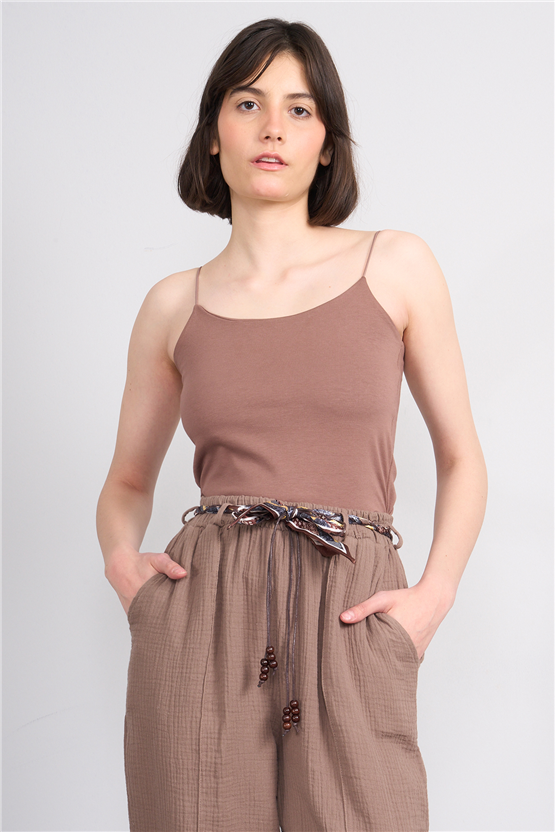 C.K Y26 8445 Fithit Byn Ip Askılı Penye Atlet Kakao