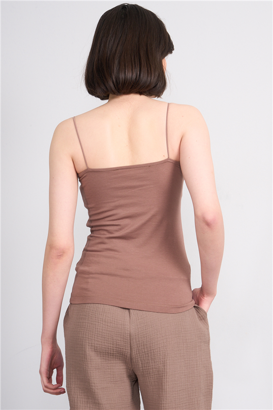 C.K Y26 8445 Fithit Byn Ip Askılı Penye Atlet Kakao