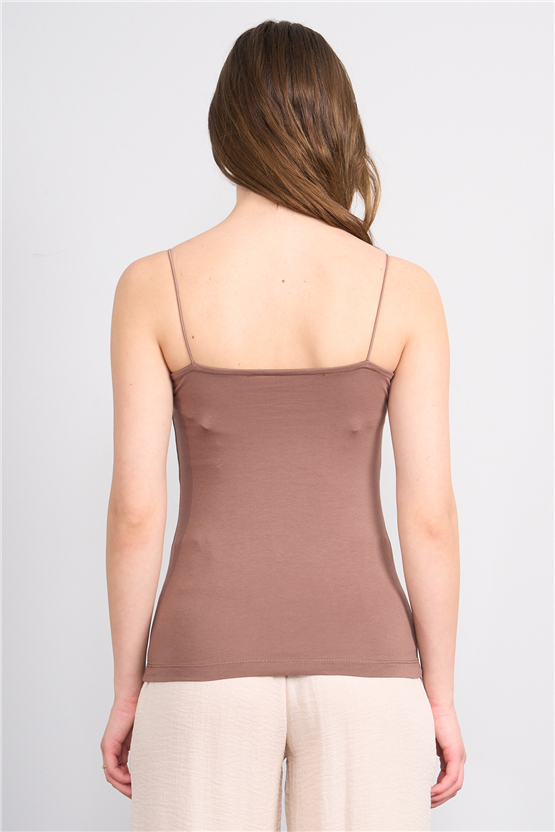 C.K Y26 8445 Fithit Byn Ip Askılı Penye Atlet Kakao