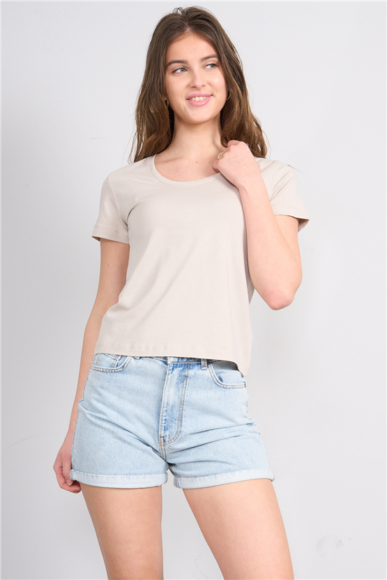 C.K Y26 8464 Fithit Byn U.Yk Penye Slimfıt T-shirt Vizon