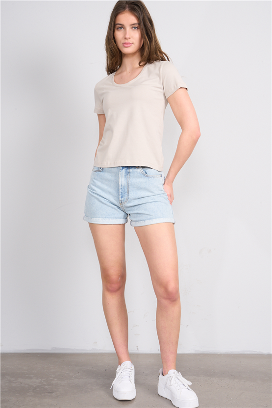 C.K Y26 8464 Fithit Byn U.Yk Penye Slimfıt T-shirt Vizon