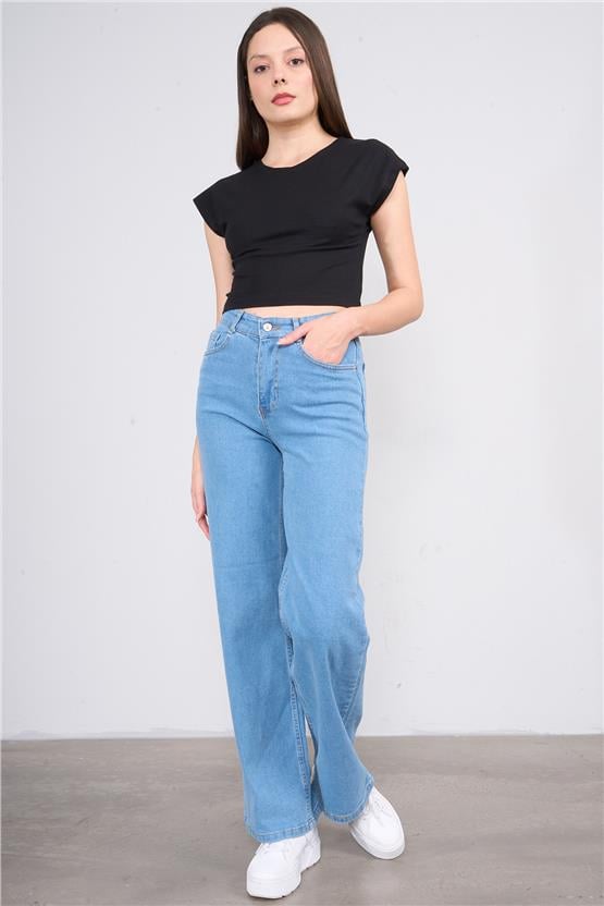 Çetinkaya Fithit 8503 Bayan Bisiklet Yaka 30/1 Likralı Süprem Crop T-shirt Siyah