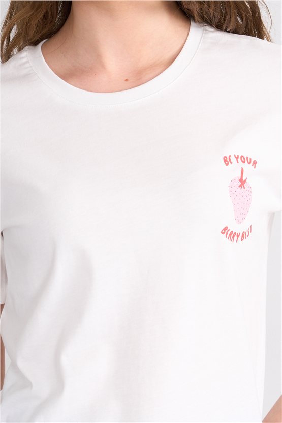C.K Y26 8784 Fithit Byn B.Yk Regular Baskılı T-shirt Krem