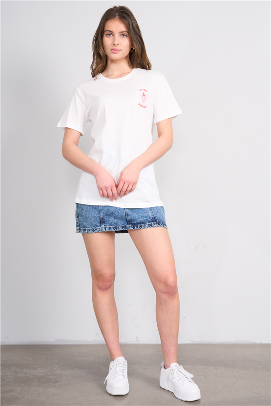 C.K Y26 8784 Fithit Byn B.Yk Regular Baskılı T-shirt Krem