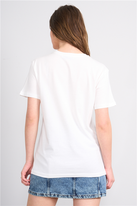 C.K Y26 8784 Fithit Byn B.Yk Regular Baskılı T-shirt Krem
