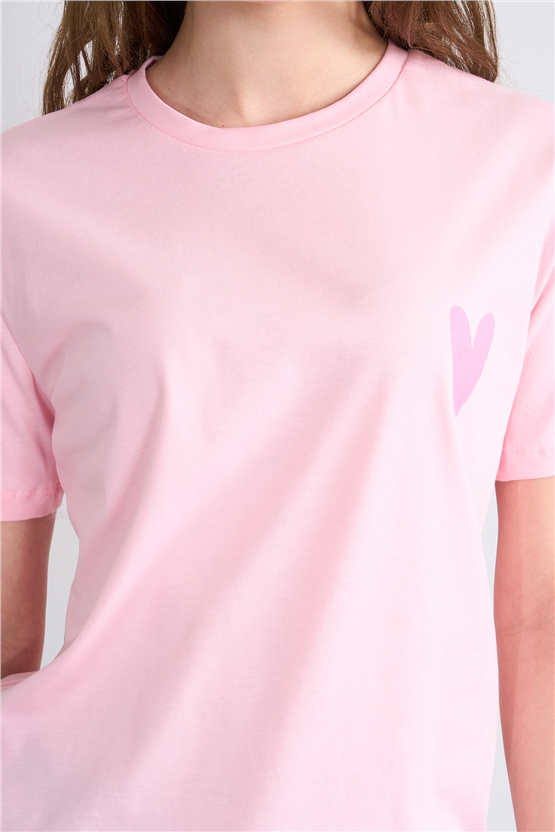 C.K Y26 8785 Fithit Byn B.Yk Regular Baskılı T-shirt A.Pembe