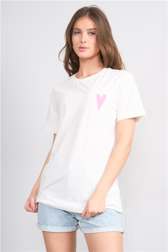 C.K Y26 8785 Fithit Byn B.Yk Regular Baskılı T-shirt Krem