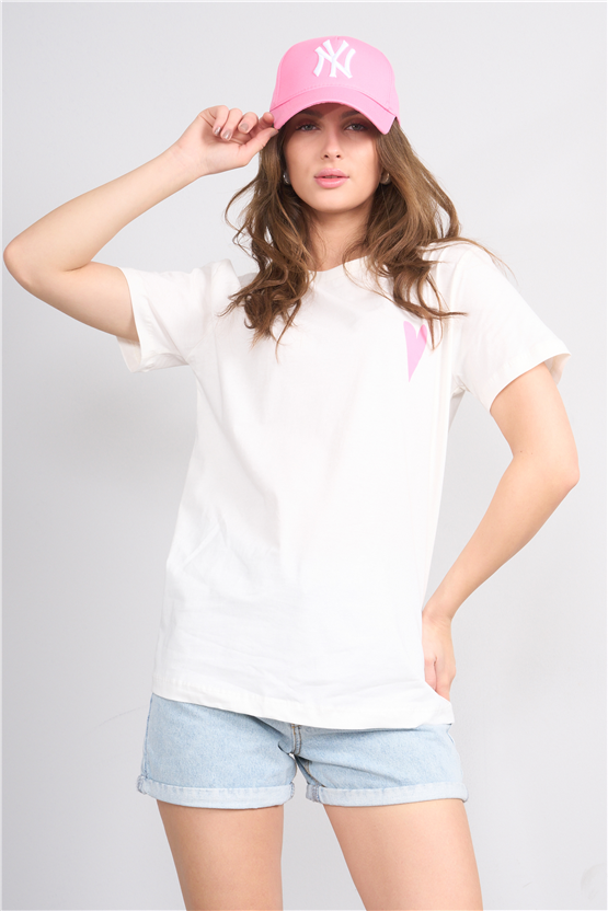 C.K Y26 8785 Fithit Byn B.Yk Regular Baskılı T-shirt Krem