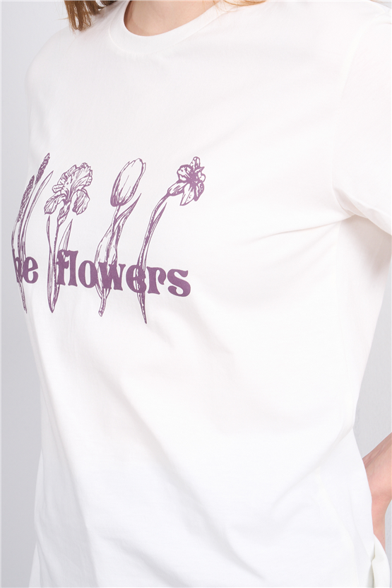 C.K Y26 8791 Fithit Byn B.Yk Regular Baskılı T-shirt Krem