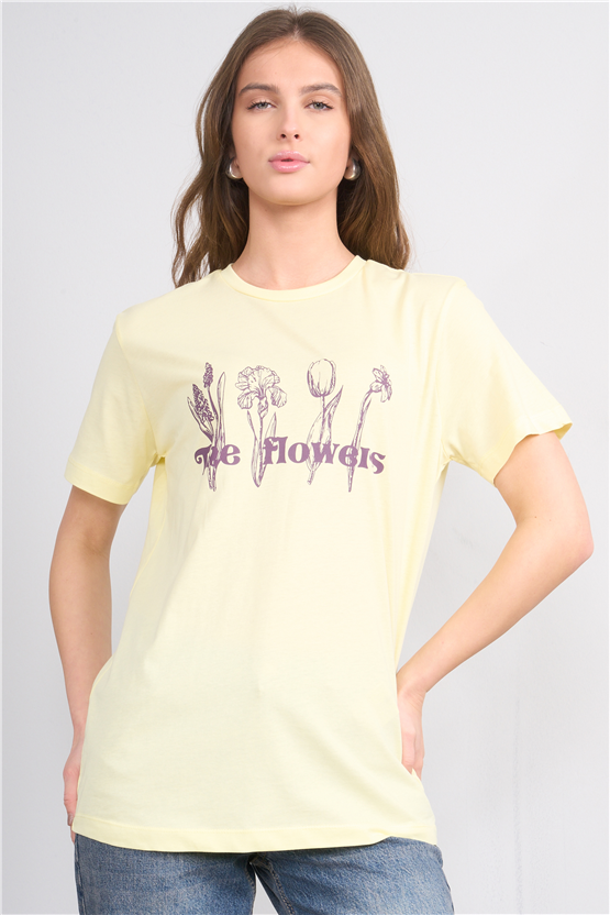 C.K Y26 8791 Fithit Byn B.Yk Regular Baskılı T-shirt U.Sarı