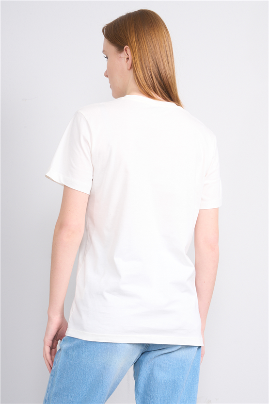 C.K Y26 8791 Fithit Byn B.Yk Regular Baskılı T-shirt Krem