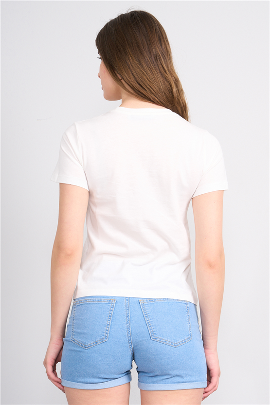 C.K Y26 8839 Fithit Byn B.Yk Regular Baskılı T-shirt Krem