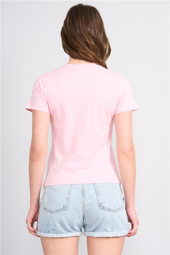 C.K Y26 8839 Fithit Byn B.Yk Regular Baskılı T-shirt Pembe