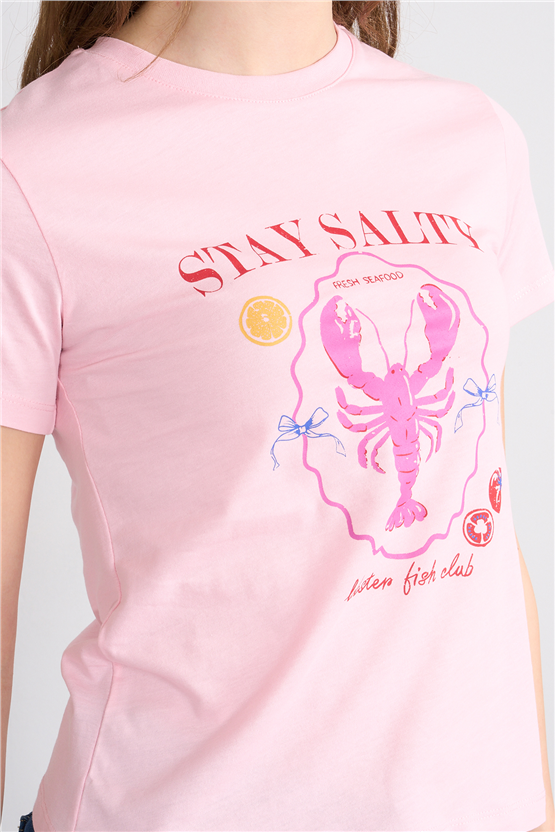 C.K Y26 8842 Fithit Byn B.Yk Regular Baskılı T-shirt A.Pembe