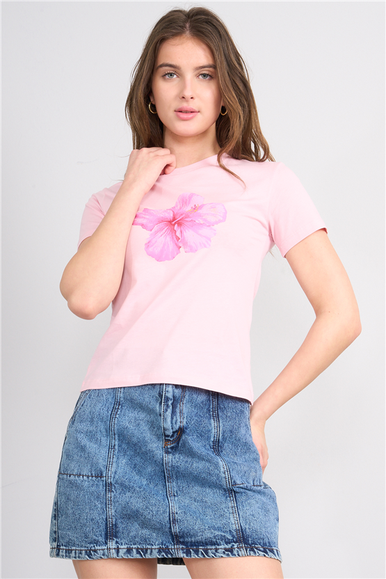 C.K Y26 8843 Fithit Byn B.Yk Regular Baskılı T-shirt A.Pembe