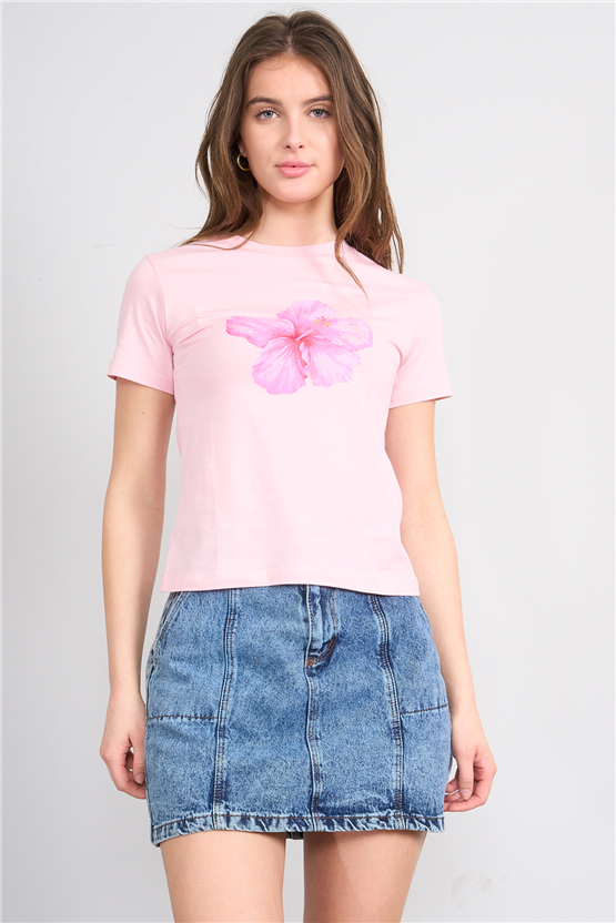 C.K Y26 8843 Fithit Byn B.Yk Regular Baskılı T-shirt A.Pembe