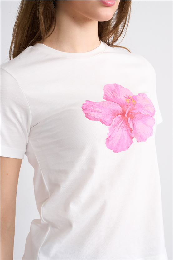 C.K Y26 8843 Fithit Byn B.Yk Regular Baskılı T-shirt Krem