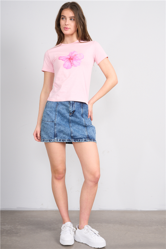 C.K Y26 8843 Fithit Byn B.Yk Regular Baskılı T-shirt A.Pembe