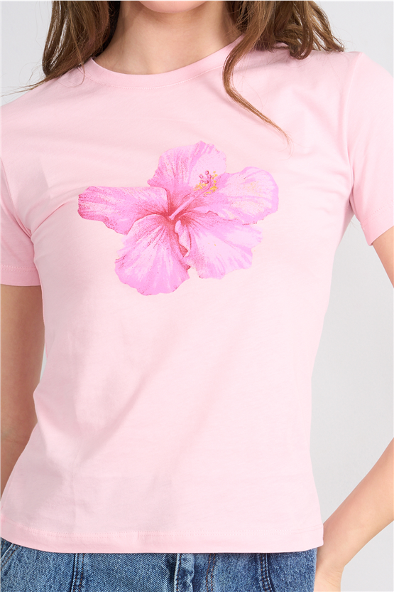 C.K Y26 8843 Fithit Byn B.Yk Regular Baskılı T-shirt A.Pembe