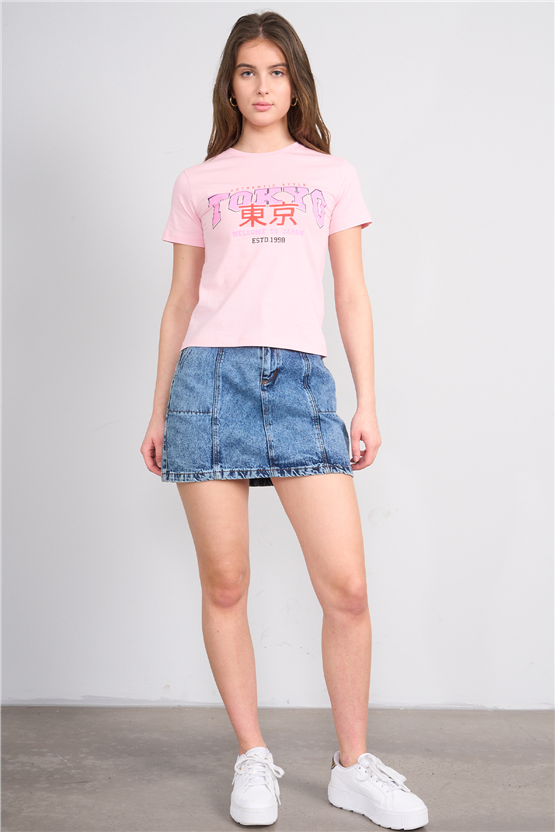 C.K Y26 8844 Fithit Byn B.Yk Regular Baskılı T-shirt A.Pembe