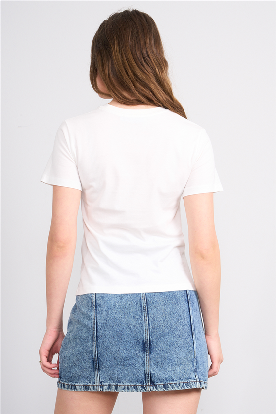 C.K Y26 8844 Fithit Byn B.Yk Regular Baskılı T-shirt Krem