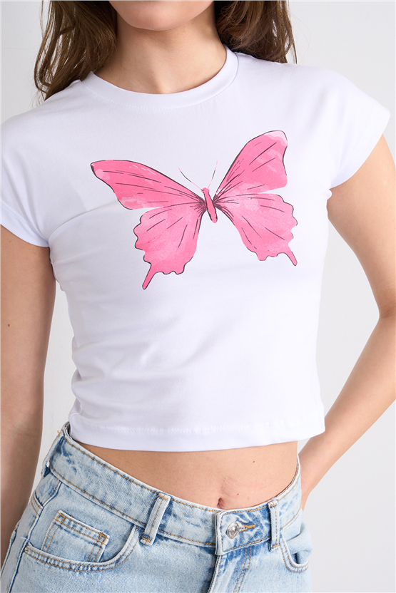 C.K Y26 8846 Fithit Byn B.Yk Regular Baskılı T-shirt Beyaz