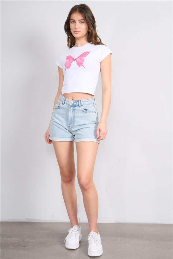 C.K Y26 8846 Fithit Byn B.Yk Regular Baskılı T-shirt Beyaz