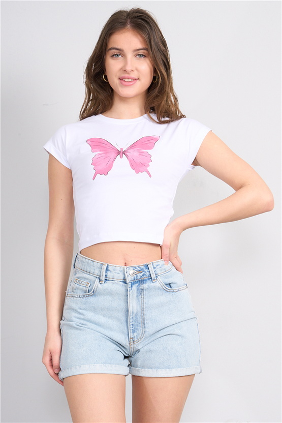 C.K Y26 8846 Fithit Byn B.Yk Regular Baskılı T-shirt Beyaz