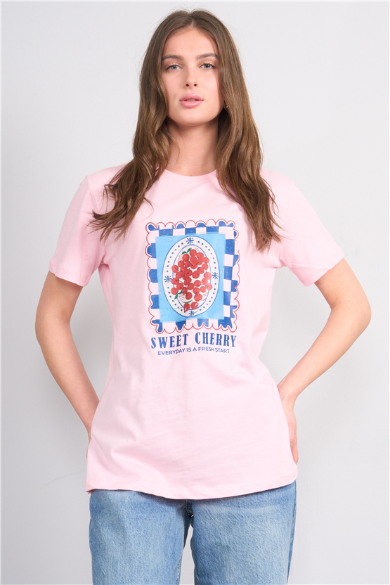 C.K Y26 8847 Fithit Byn B.Yk Regular Baskılı T-shirt A.Pembe