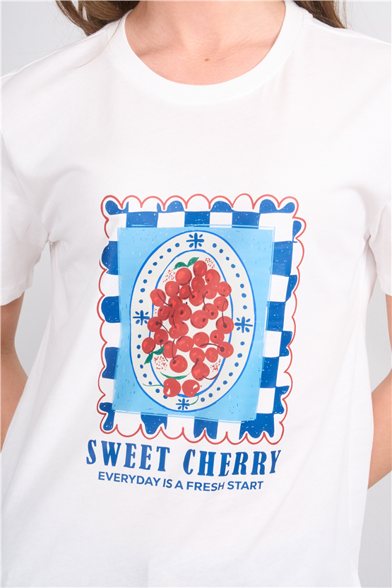 C.K Y26 8847 Fithit Byn B.Yk Regular Baskılı T-shirt Krem