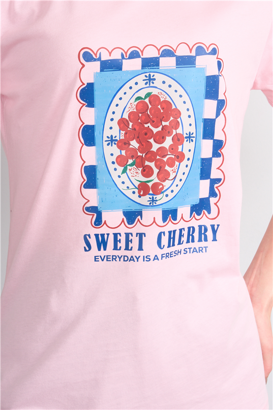 C.K Y26 8847 Fithit Byn B.Yk Regular Baskılı T-shirt A.Pembe