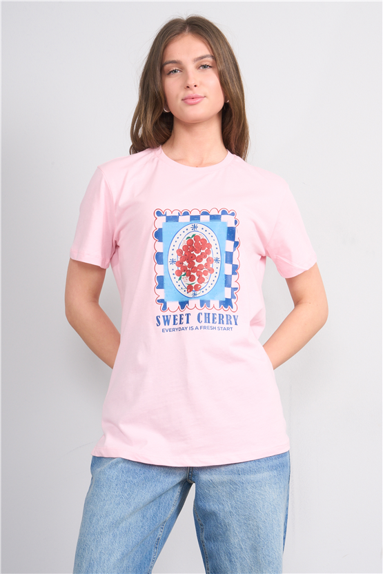 C.K Y26 8847 Fithit Byn B.Yk Regular Baskılı T-shirt A.Pembe