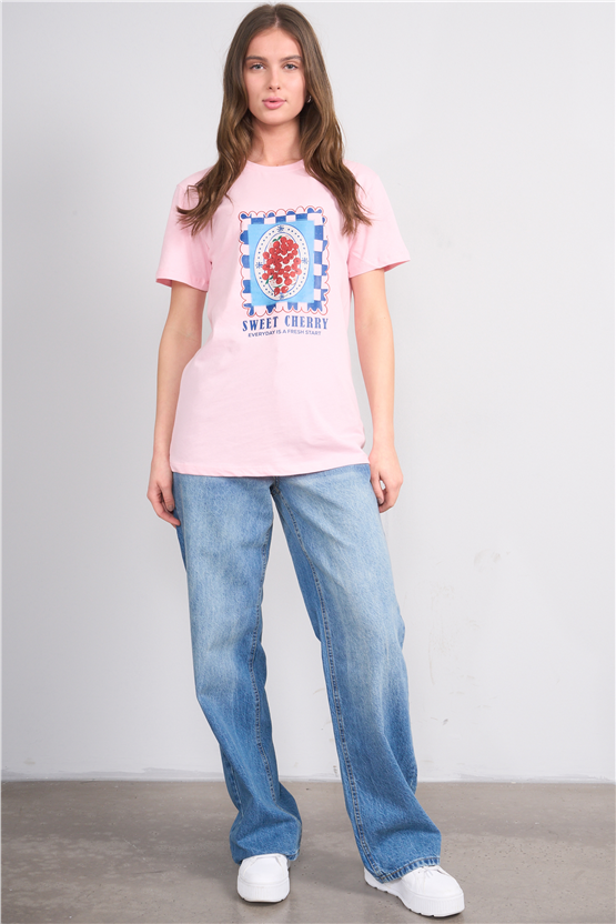 C.K Y26 8847 Fithit Byn B.Yk Regular Baskılı T-shirt A.Pembe