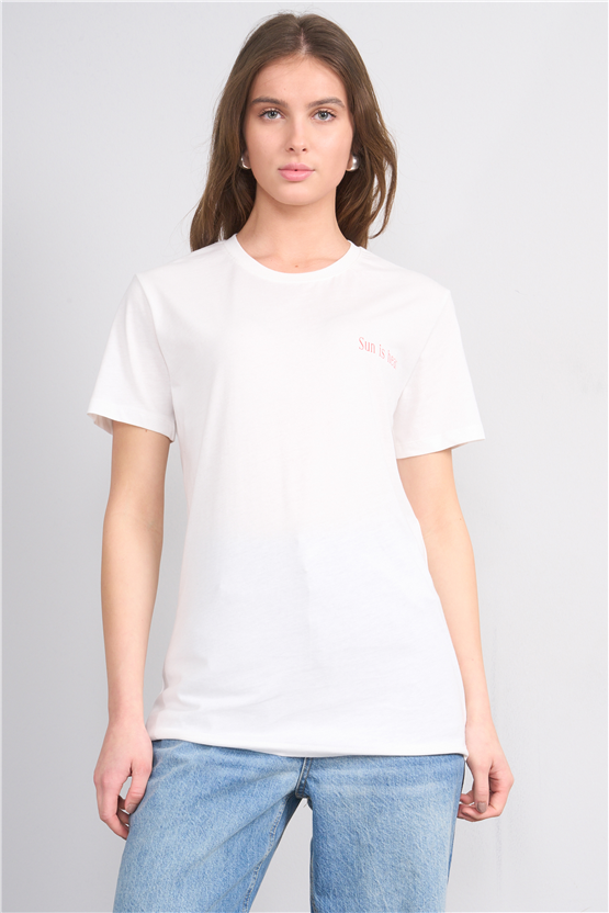 C.K Y26 8849 Fithit Byn B.Yk Regular Baskılı T-shirt Krem